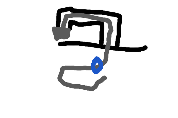 poorly drawn ms paint-ish picture of a faucet with a weight around its cord